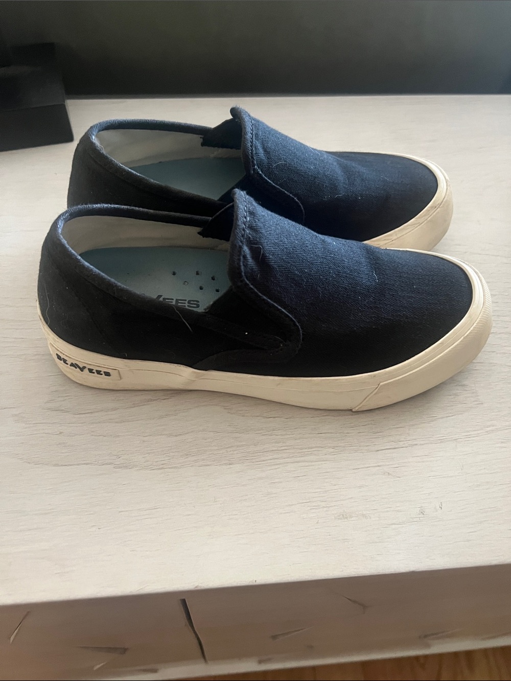Seavees  Black Canvas platform Slip-On Loafers